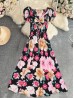Floral V -Neck Short Sleeved Summer Dress